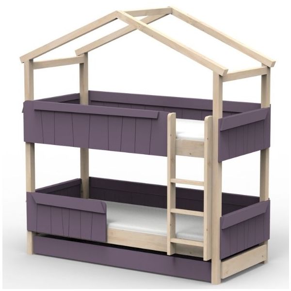 Star Light Convertible Bunk House Bed with Safety Rail and Trundle Bed 90 x 200 cm