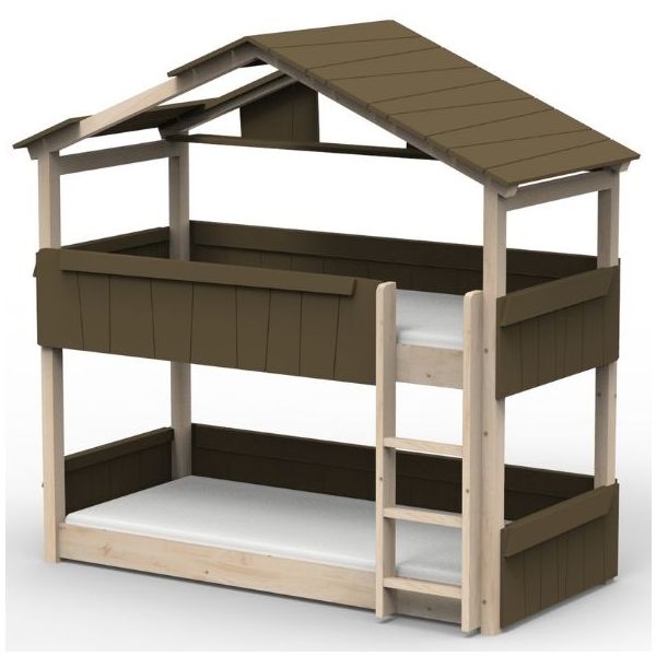 Star Light Convertible Floor Bunk House Bed with Roof 90 x 190 cm