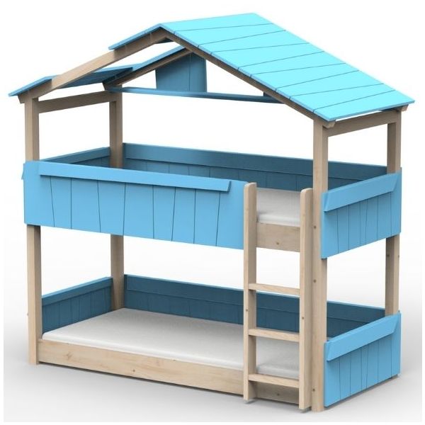 Star Light Convertible Floor Bunk House Bed with Roof 90 x 190 cm