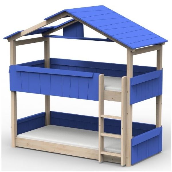 Star Light Convertible Floor Bunk House Bed with Roof 90 x 190 cm