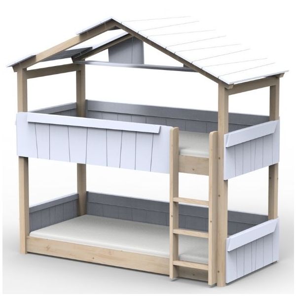 Star Light Convertible Floor Bunk House Bed with Roof 90 x 190 cm