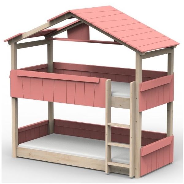 Star Light Convertible Floor Bunk House Bed with Roof 90 x 200 cm