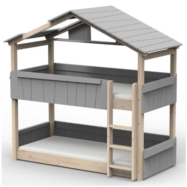 Star Light Convertible Floor Bunk House Bed with Roof 90 x 200 cm