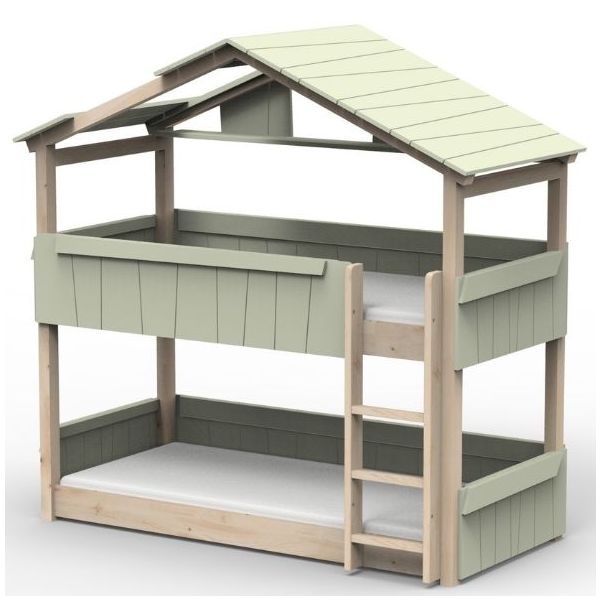 Star Light Convertible Floor Bunk House Bed with Roof 90 x 190 cm