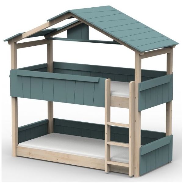 Star Light Convertible Floor Bunk House Bed with Roof 90 x 190 cm