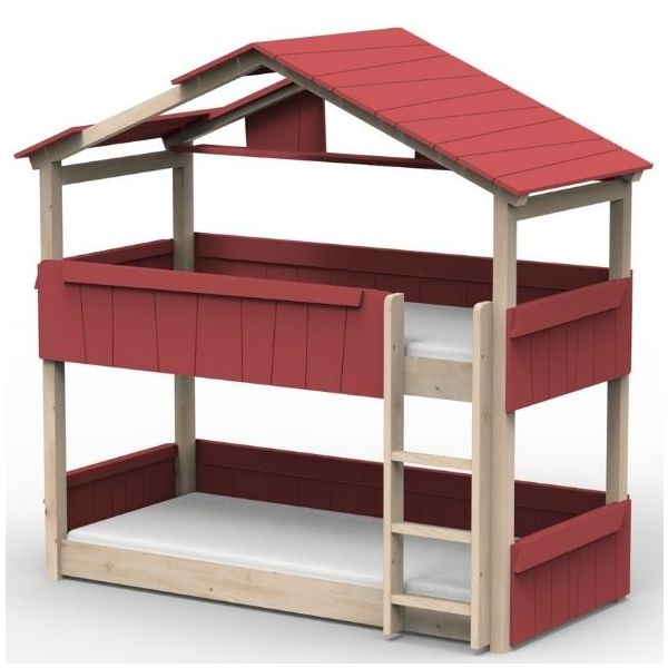 Star Light Convertible Floor Bunk House Bed with Roof 90 x 200 cm