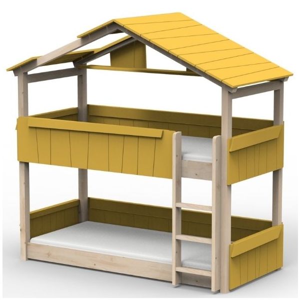 Star Light Convertible Floor Bunk House Bed with Roof 90 x 200 cm