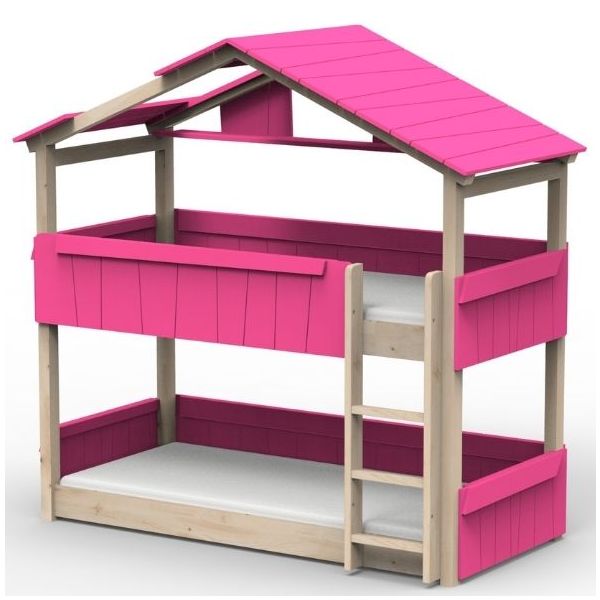 Star Light Convertible Floor Bunk House Bed with Roof 90 x 200 cm