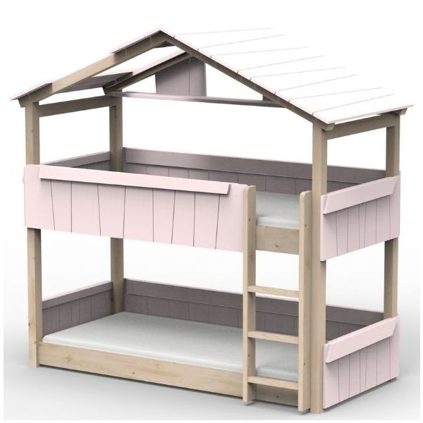Star Light Convertible Floor Bunk House Bed with Roof 90 x 190 cm