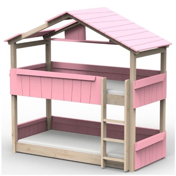 Star Light Convertible Floor Bunk House Bed with Roof 90 x 190 cm