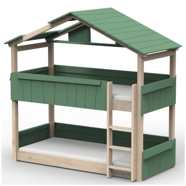 Star Light Convertible Floor Bunk House Bed with Roof 90 x 190 cm