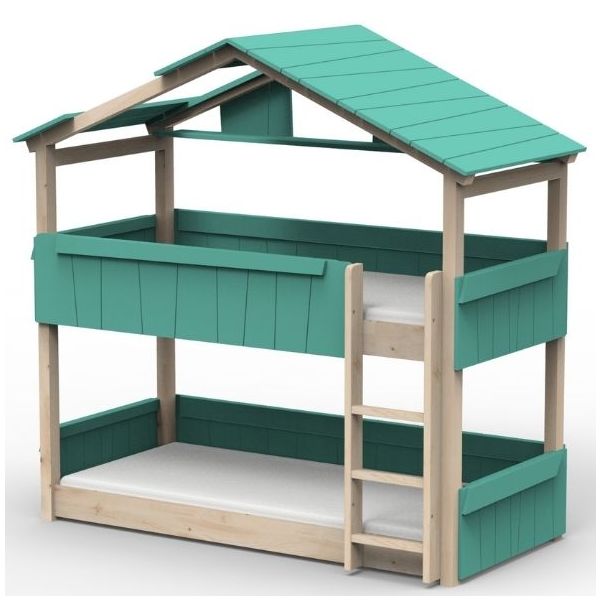 Star Light Convertible Floor Bunk House Bed with Roof 90 x 190 cm