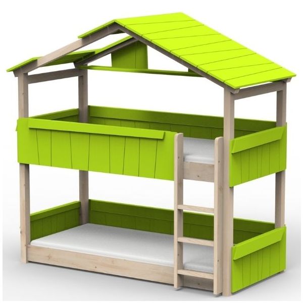 Star Light Convertible Floor Bunk House Bed with Roof 90 x 200 cm