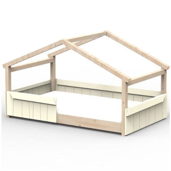 Star Light Montessori Convertible Single Floor House Bed with Safety Rail 120 x 200 cm