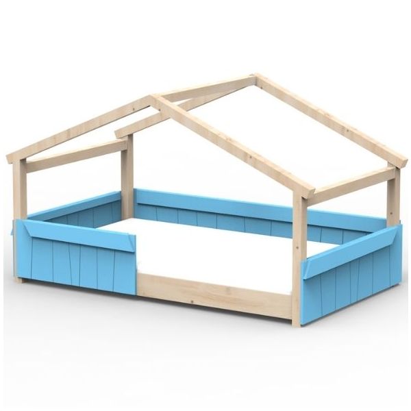 Star Light Montessori Convertible Single Floor House Bed with Safety Rail 120 x 200 cm