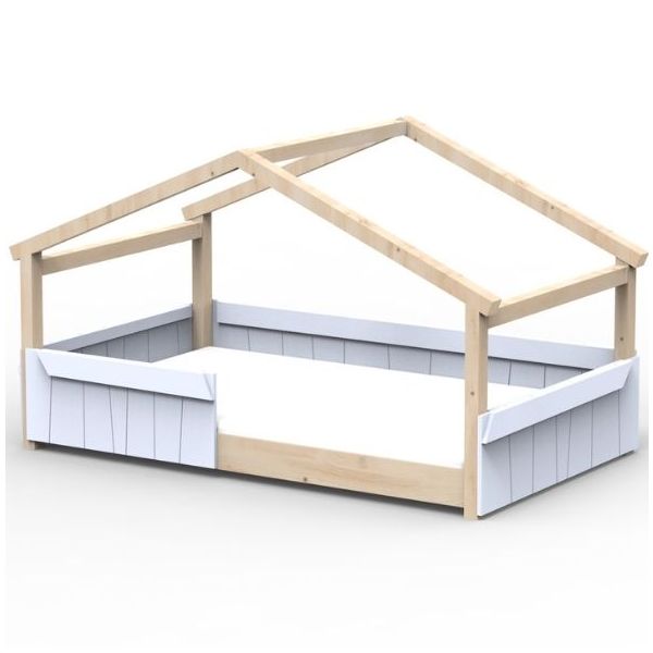 Star Light Montessori Convertible Single Floor House Bed with Safety Rail 120 x 200 cm