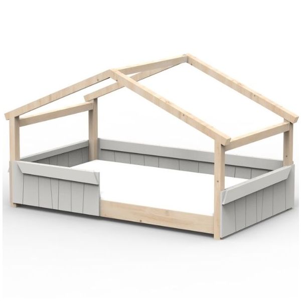Star Light Montessori Convertible Single Floor House Bed with Safety Rail 120 x 200 cm