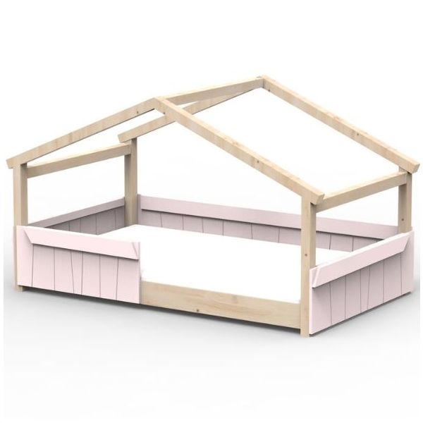Star Light Montessori Convertible Single Floor House Bed with Safety Rail 120 x 200 cm
