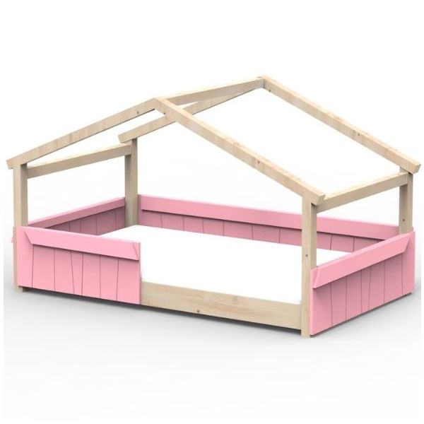 Star Light Montessori Convertible Single Floor House Bed with Safety Rail 120 x 200 cm