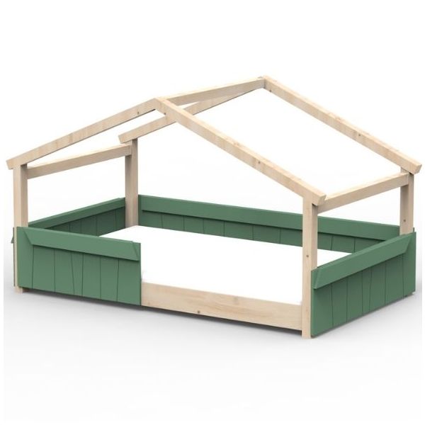Star Light Montessori Convertible Single Floor House Bed with Safety Rail 120 x 200 cm