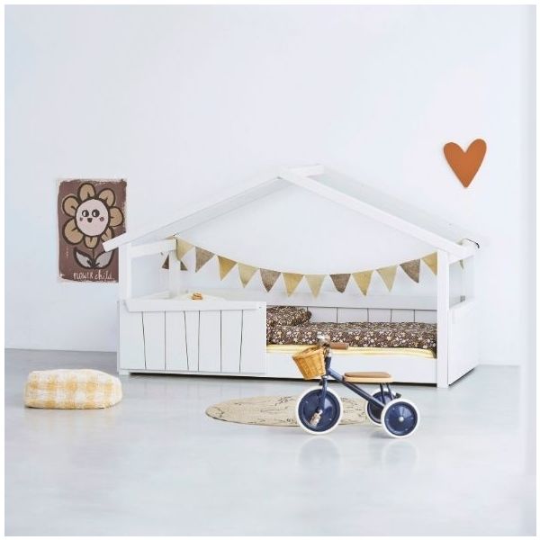 Star Light Montessori Convertible Single Floor House Bed with Safety Rail 120 x 200 cm