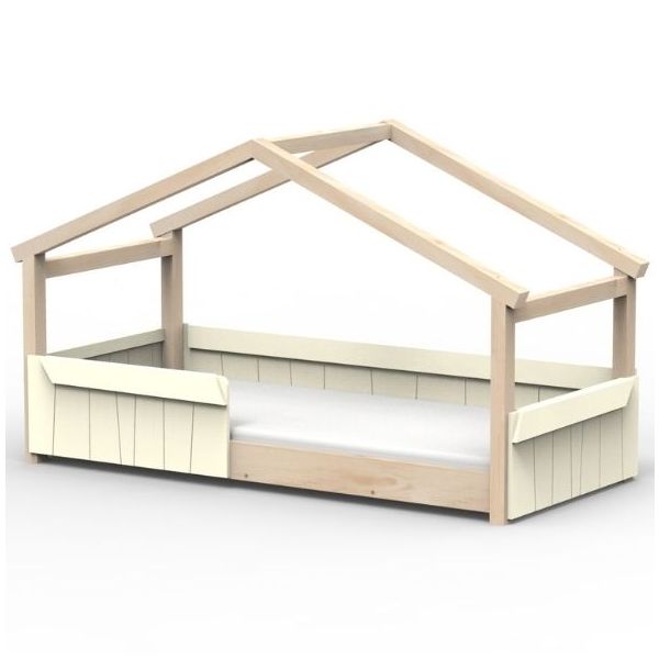 Star Light Montessori Convertible Single Floor House Bed with Safety Rail 90 x 200 cm