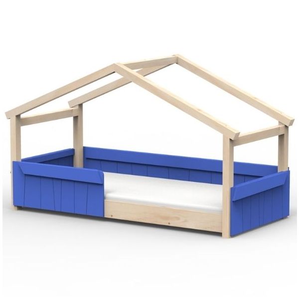 Star Light Montessori Convertible Single Floor House Bed with Safety Rail 90 x 200 cm