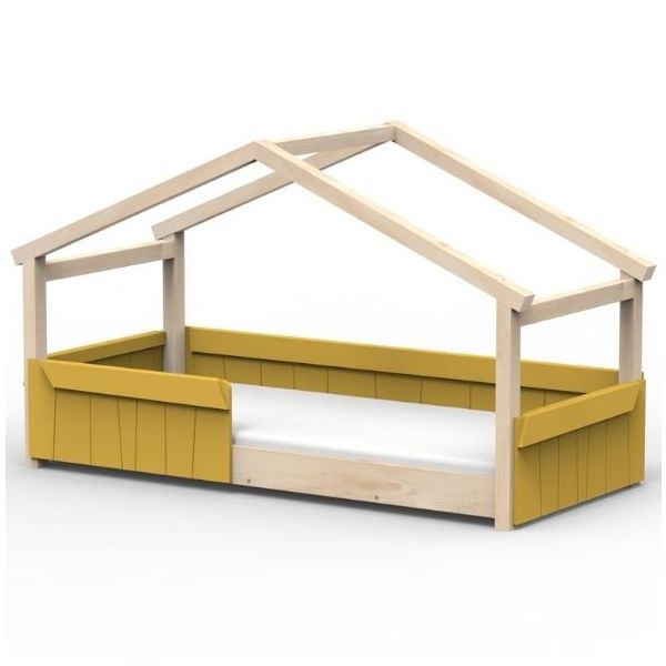 Star Light Montessori Convertible Single Floor House Bed with Safety Rail 90 x 200 cm