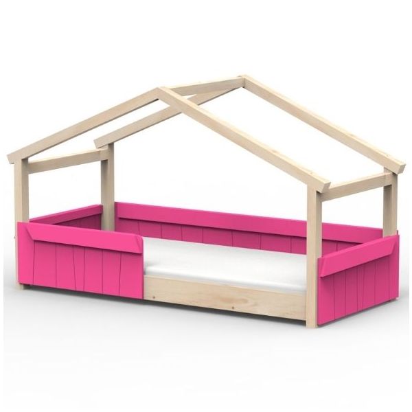 Star Light Montessori Convertible Single Floor House Bed with Safety Rail 90 x 190 cm