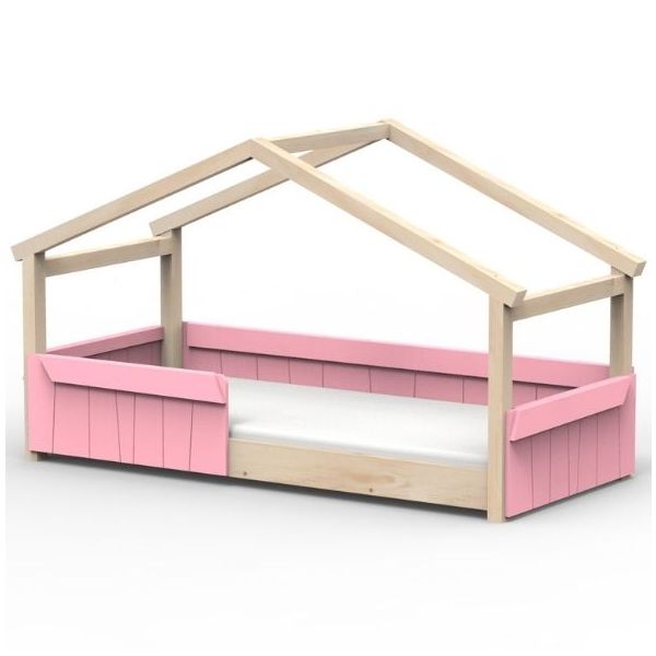 Star Light Montessori Convertible Single Floor House Bed with Safety Rail 90 x 200 cm