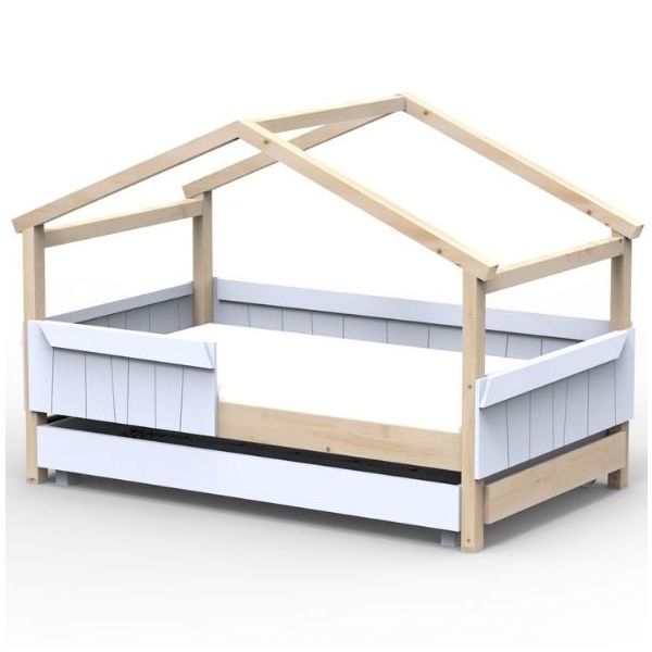 Star Light Convertible House Bed with Safety Rail and Trundle Drawer 120 x 200 cm