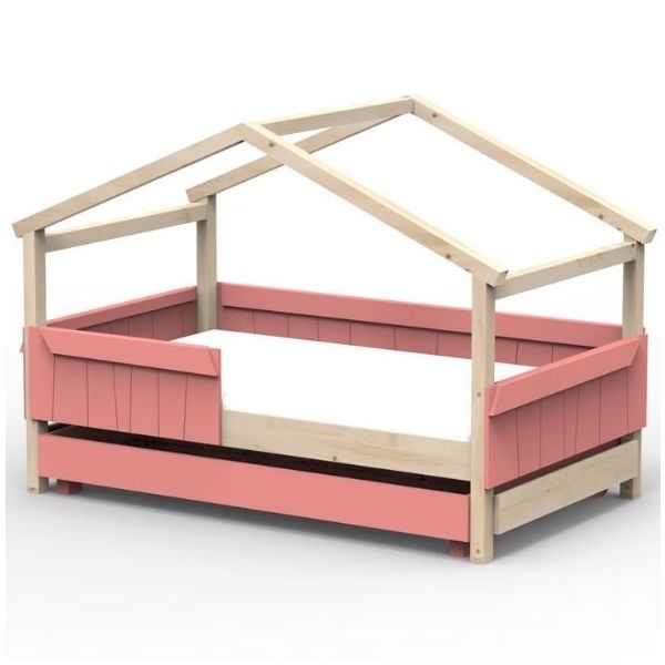 Star Light Convertible House Bed with Safety Rail and Trundle Drawer 120 x 190 cm
