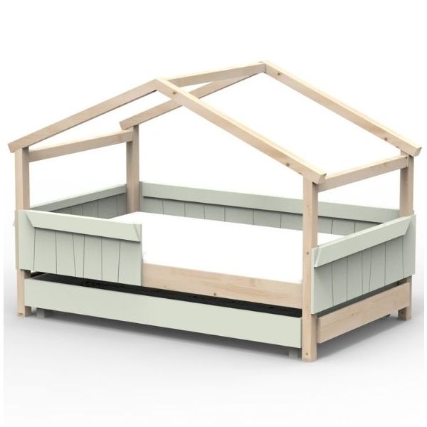 Star Light Convertible House Bed with Safety Rail and Trundle Drawer 120 x 190 cm