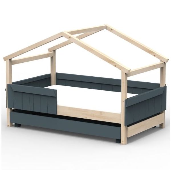Star Light Convertible House Bed with Safety Rail and Trundle Drawer 120 x 190 cm