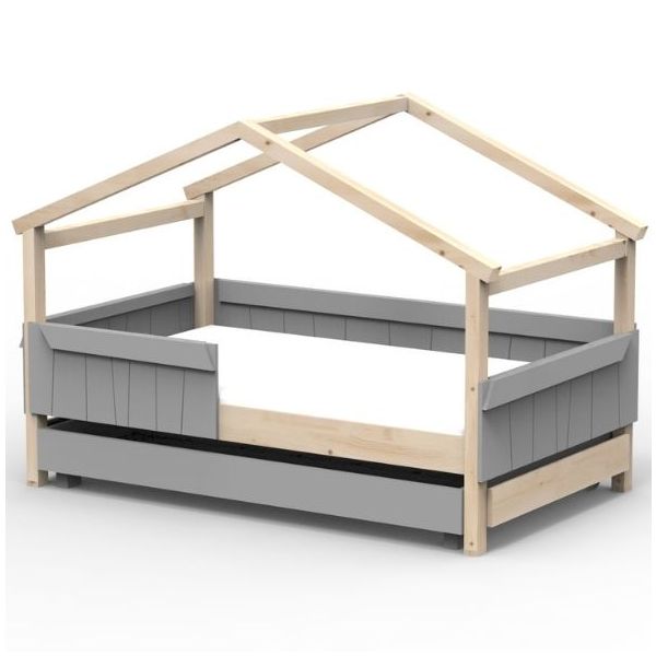 Star Light Convertible House Bed with Safety Rail and Trundle Drawer 120 x 190 cm