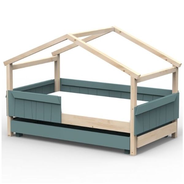 Star Light Convertible House Bed with Safety Rail and Trundle Drawer 120 x 190 cm