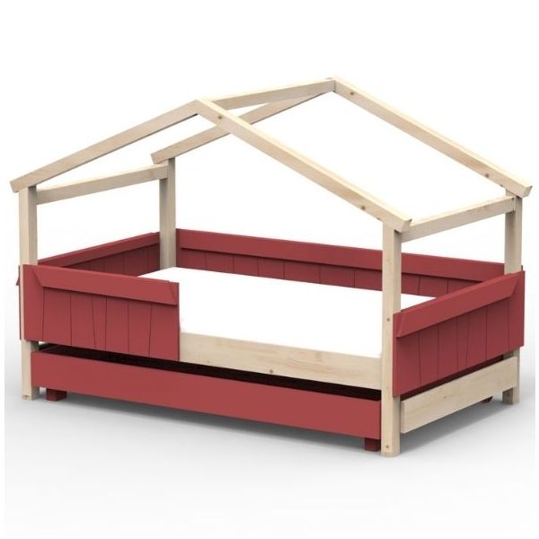 Star Light Convertible House Bed with Safety Rail and Trundle Drawer 120 x 190 cm