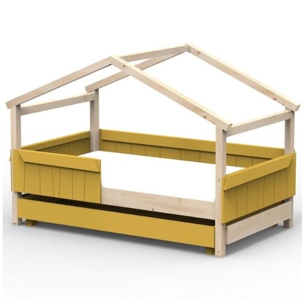 Star Light Convertible House Bed with Safety Rail and Trundle Drawer 120 x 190 cm