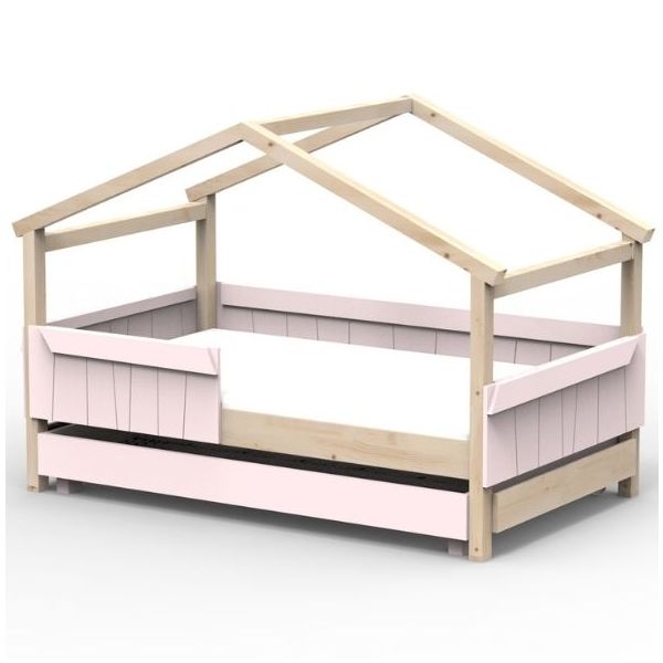 Star Light Convertible House Bed with Safety Rail and Trundle Drawer 120 x 200 cm