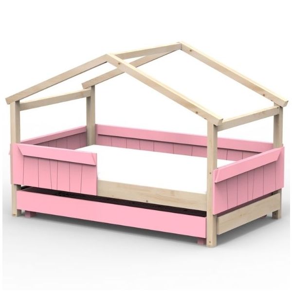 Star Light Convertible House Bed with Safety Rail and Trundle Drawer 120 x 190 cm