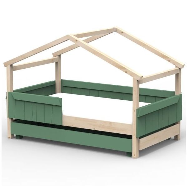 Star Light Convertible House Bed with Safety Rail and Trundle Drawer 120 x 200 cm