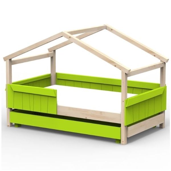 Star Light Convertible House Bed with Safety Rail and Trundle Drawer 120 x 200 cm
