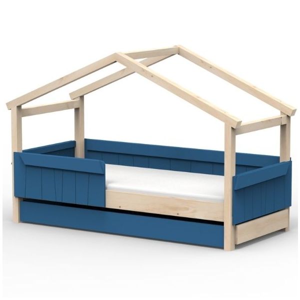 Star Light Convertible House Bed with Safety Rail and Trundle Drawer 90 x 200 cm