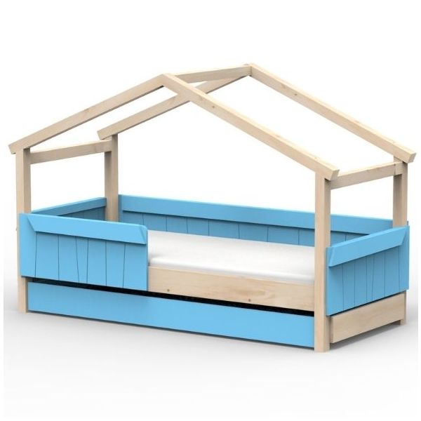 Star Light Convertible House Bed with Safety Rail and Trundle Drawer 90 x 200 cm