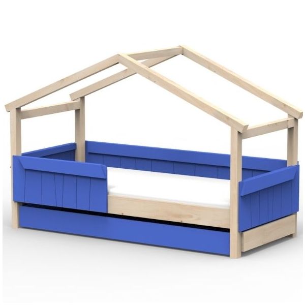Star Light Convertible House Bed with Safety Rail and Trundle Drawer 90 x 200 cm