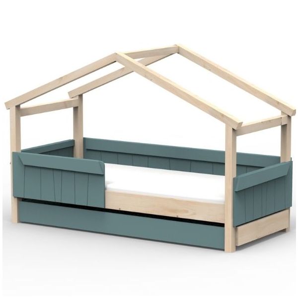 Star Light Convertible House Bed with Safety Rail and Trundle Drawer 90 x 200 cm