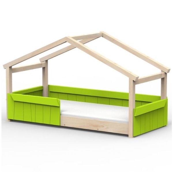 Star Light Montessori Convertible Single Floor House Bed with Safety Rail 90 x 200 cm