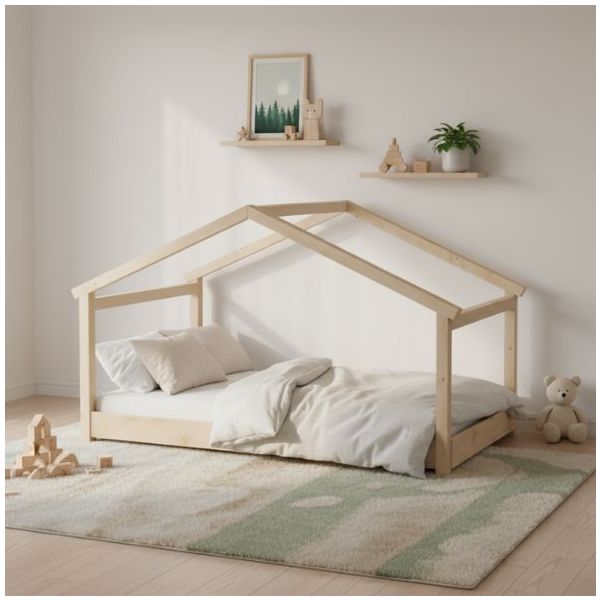 Lit cabane évolutif au sol Montessori Star Light 120 x 190 cm