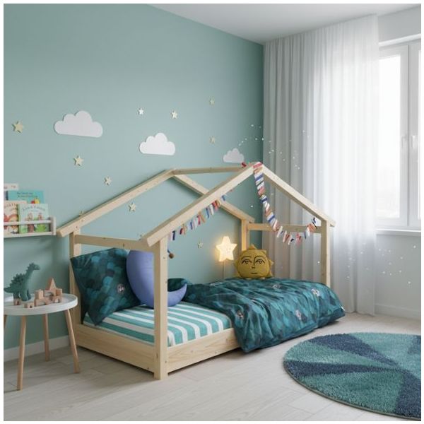 Star Light Montessori Convertible Single Floor House Bed 90 x 200 cm