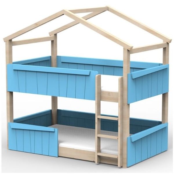 Star Light Convertible Floor Bunk House Bed with Safety Rail 120 x 190 cm